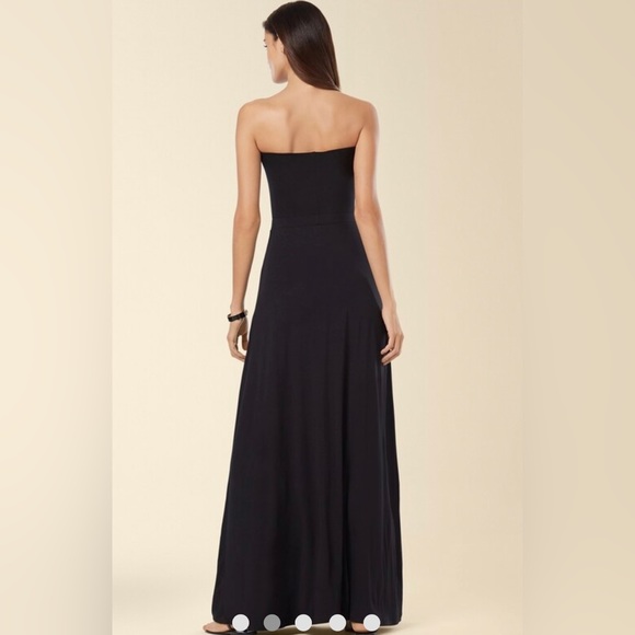 Soma Fold over Multi-Way bandeau Maxi Dress Black maxi skirt size small - Picture 2 of 9